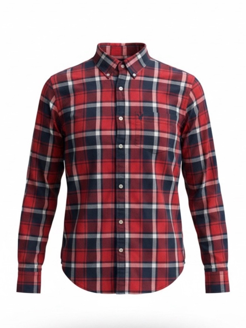 American Eagle Men's Red/BluePlaid Button-Down Shirt Size XL